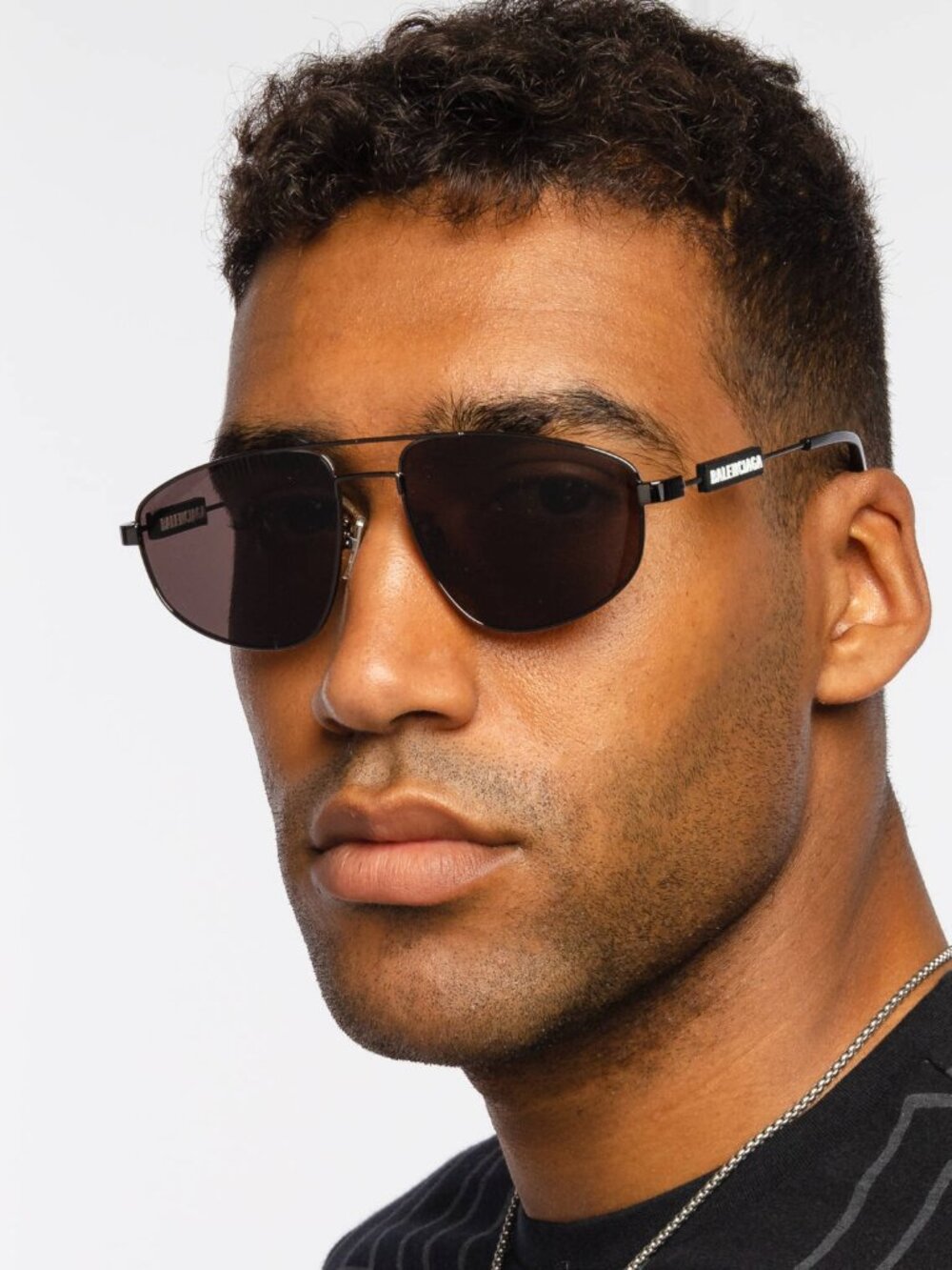 Balenciaga BB0115S 001 Aviator Sunglasses - Grey/Dark Grey - Picture 6 of 12